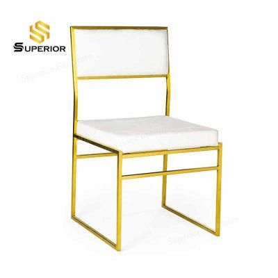 Classy Outdoor Golden Metal Frame Wedding Chairs for Party Rental