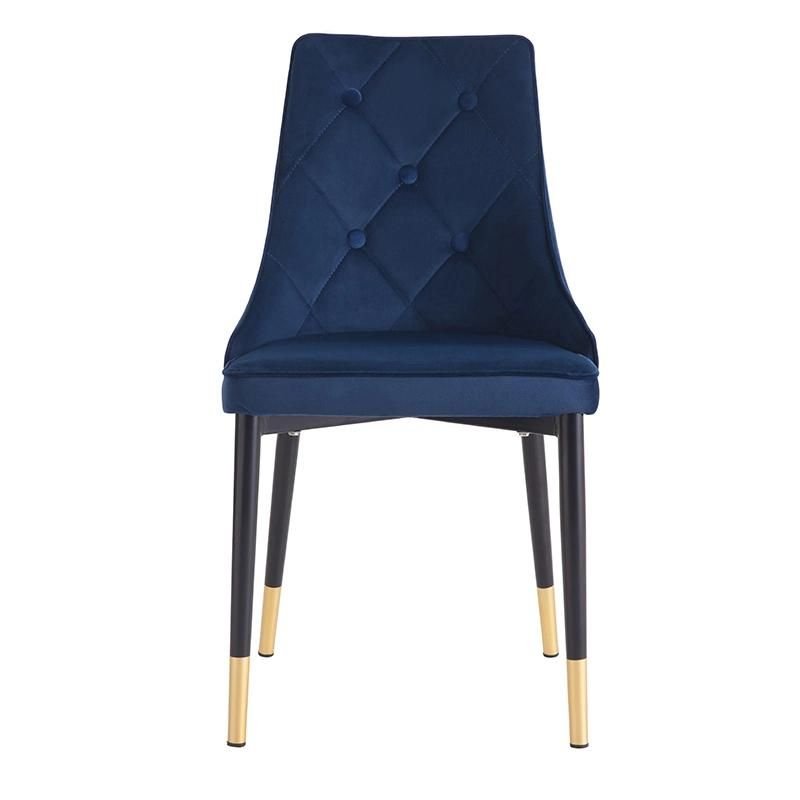 New Luxury Design Restaurant Modern Fabric Dinning Green Dining Velvet Chairs with Golden Legs