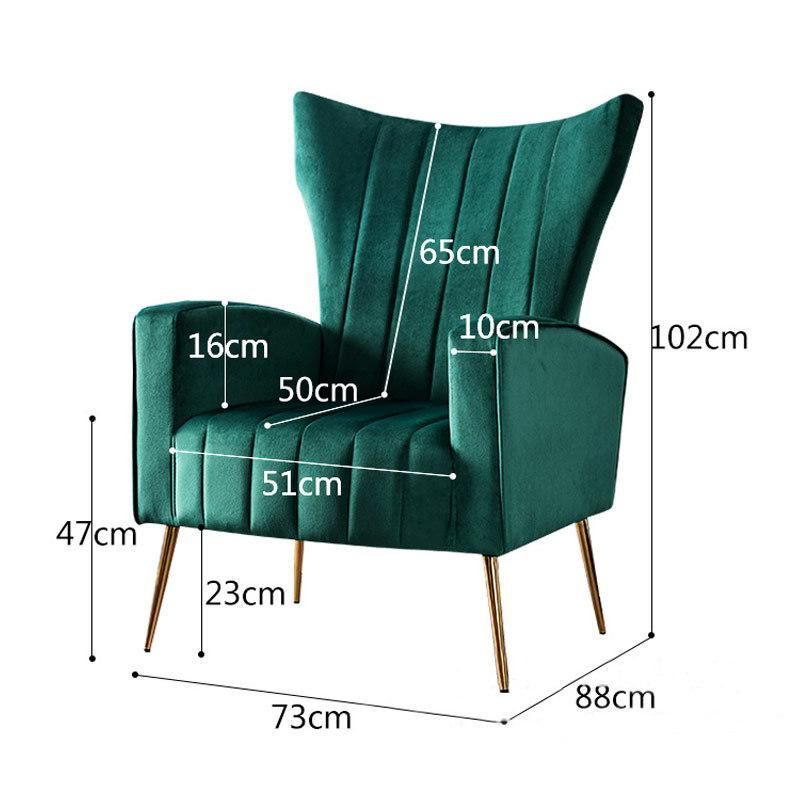 Nordic Style Leather Arm Rest Restaurant Gold Metal Leg Simple Sofa Chair