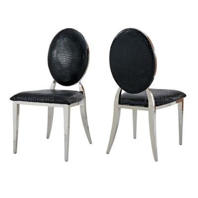 Modern Design Elegant Silver Metal Dining Room Leather Chair