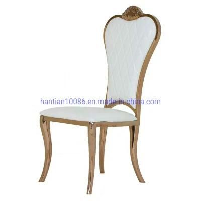 Amber Gold Metal Stainless Steel Frame Round Back Wedding Dining Banquet Rental Chair