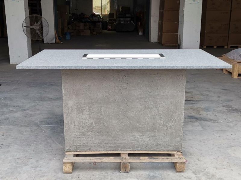 Cast Concrete Base with Tank Inside Fire Pit Set Dining Table