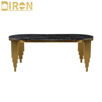 Factory Modern Restaurant Home Dining Kitchen Furniture Marble Stainless Steel Dining Table