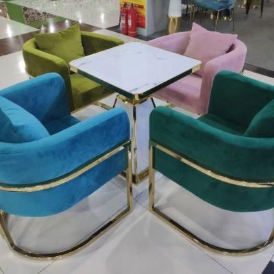 Fabric Material Modern Chair Simple Design Metal Frame Dining Sofa Chairs