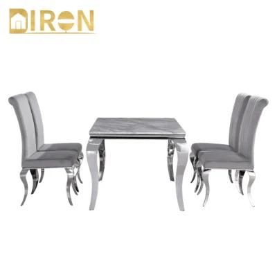 New Design Modern Best Selling Low Price Special Metal Steel Frame Glass/Marble Dining Table