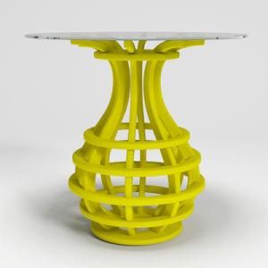 Elegant and Simple Glass Table with Clorful Round Base