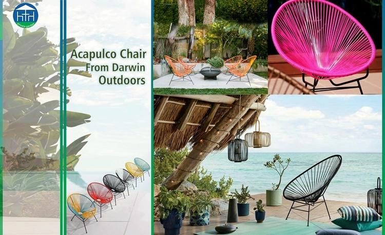 Morden Knock Down Outdoor Garden Outside Patio Furniture Comfortable Rope Rattan All Weather Steel Iron Egg Acapulco Chair