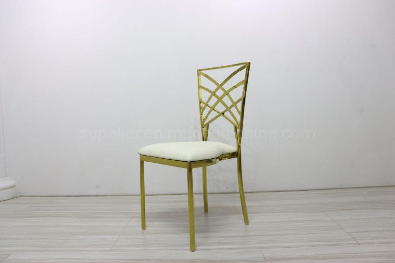 Hotel Modern Wedding Gold Color Chair with Back Flower