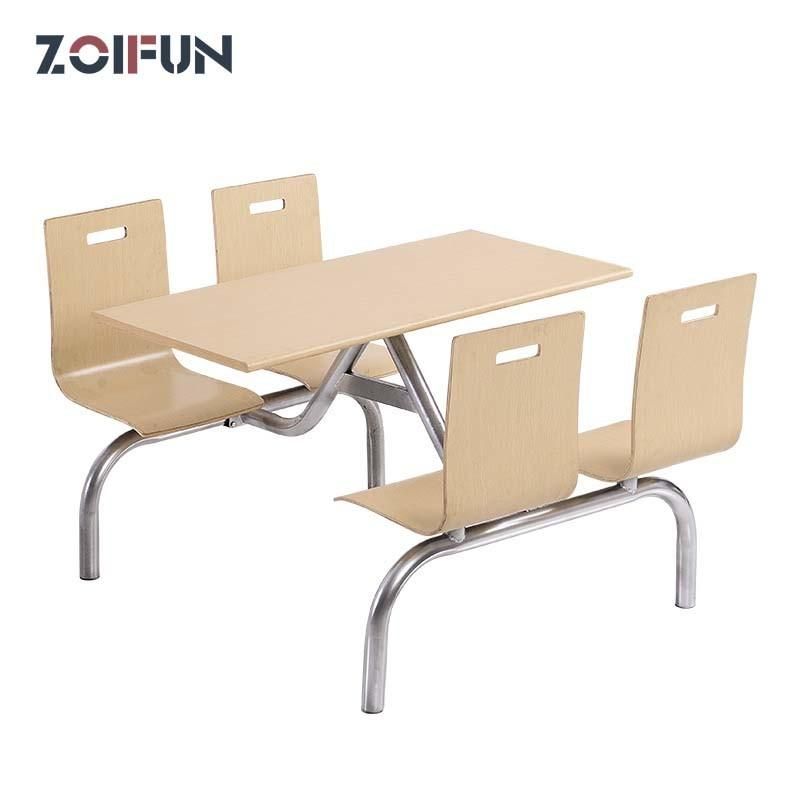 Catering Mall School Canteen Fast Food Furniture Metal Canteen Table & Chair Set