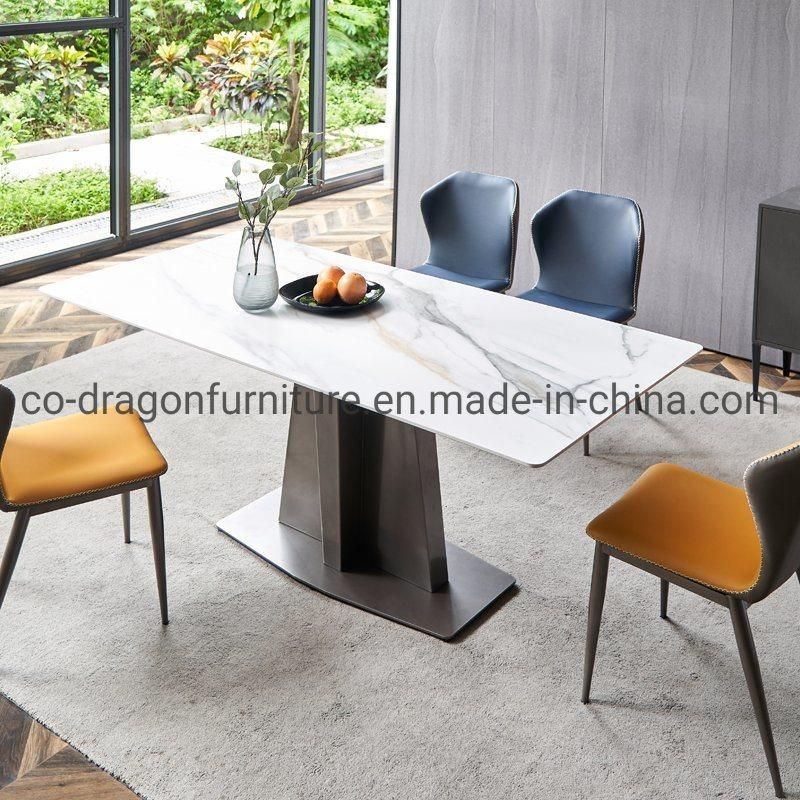 New Design Dining Furniture Steel Dining Table with Marble Top