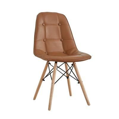 2021 Wholesale PU Leather Wooden Leg Modern Dining Chair From China Factory