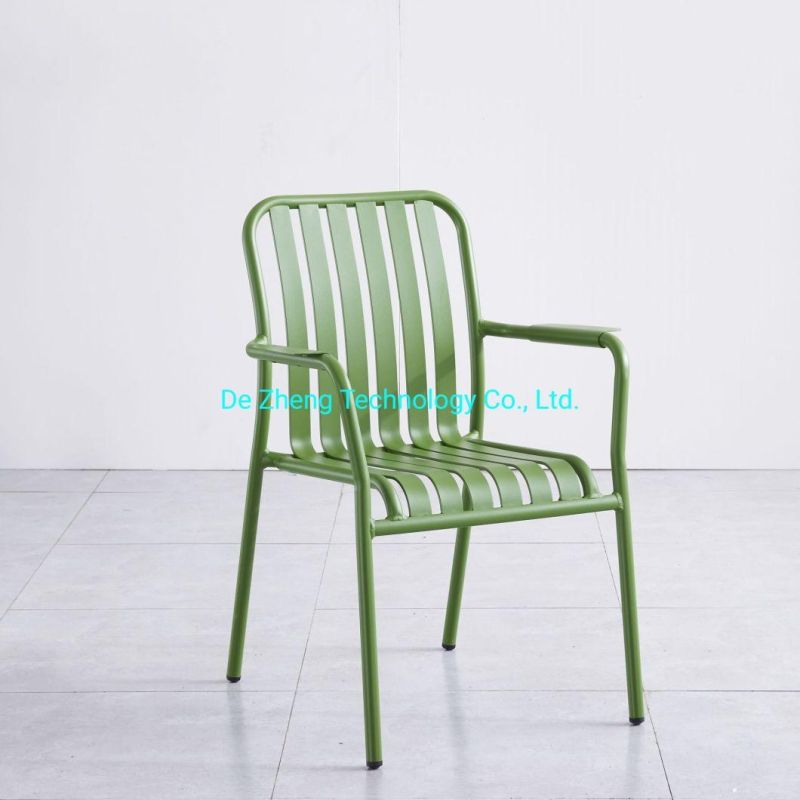 Metal Stackable Dining Chair Aluminum Stacking Cafe Restaurant Chair