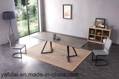 4 to 6 Seats Extension Ceramic with Glass Dining Table Sets for Dining Room