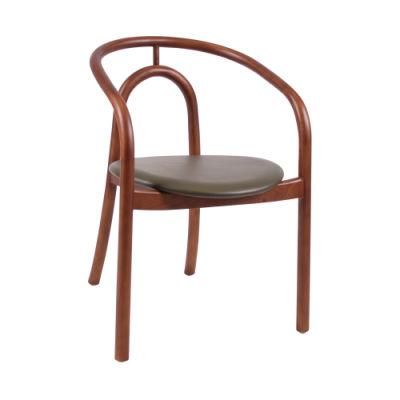 Modern Cafe Shop Furniture Wooden Dining Chair with Fabric Seat