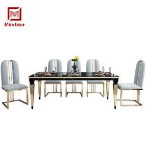 Commercial Furniture General Use Mirror Glass Dinner Table Set for Dining Room