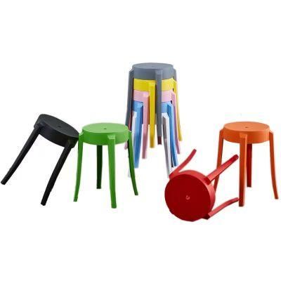 Round Plastic Seat Backless Steel Stackable Stools