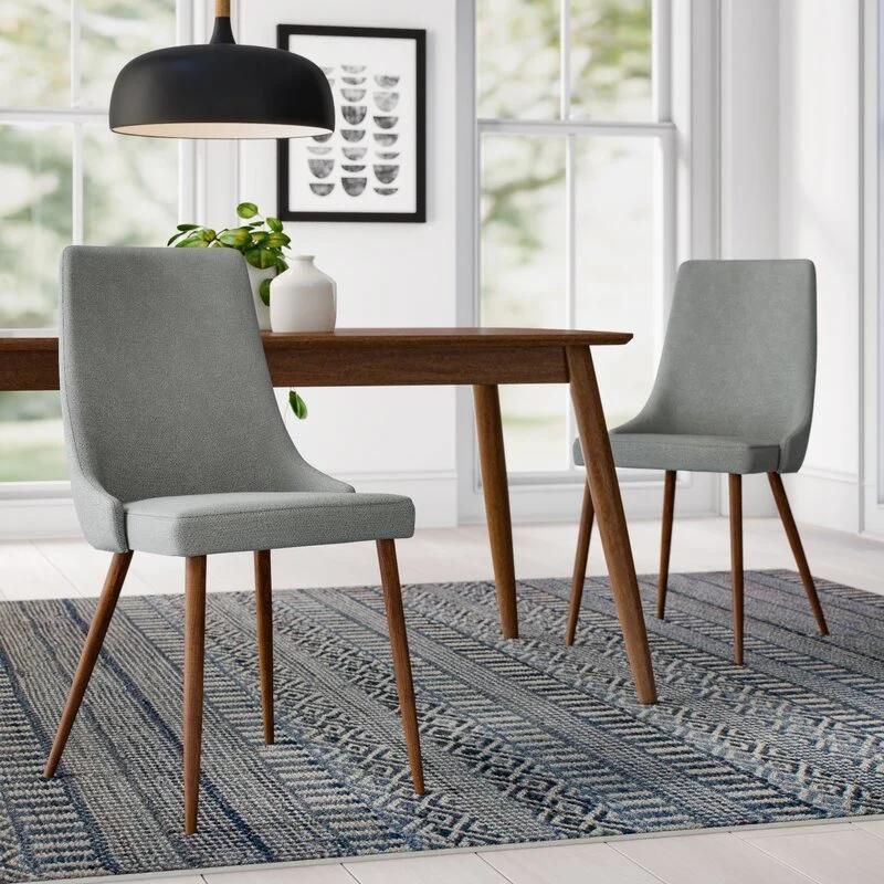 Factory Price Upholstery Living Room Indoor Modern Cafe Kitchen Patchwork Gaming Party Chair Eiffel Wood Leg Nordic Fabric Dining Chairs