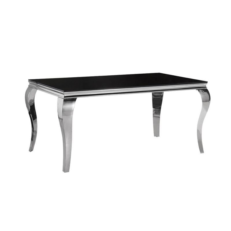 Hot Selling Modern Marble Top Metal Stainless Steel Base Rectangle Glass Dining Table for Home Furniture