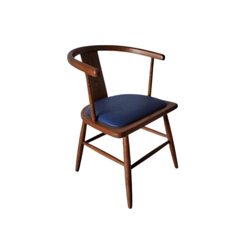 Chinese Dining Solid Wood Leather Soft Seat Teahouse Restaurant Nordic Home Computer Chair