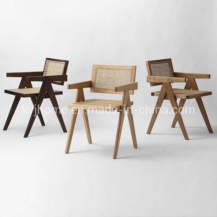 Kvj-6541 China Factory Price Beech Wood Rattan Pierre Jeanneret Chair