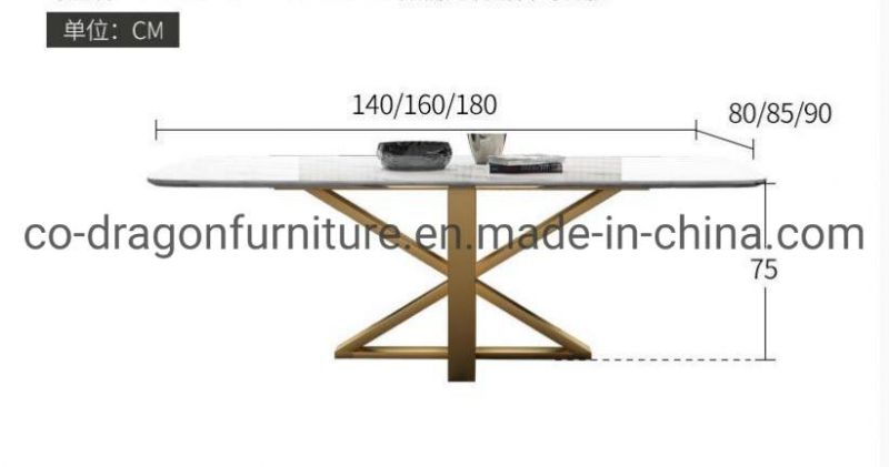 Modern Dining Room Furniture Steel Dining Table with Marble Top