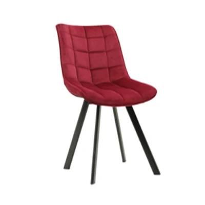 Modern Leisure design Velvet Fabric Dining Chair with Kd Metal Legs