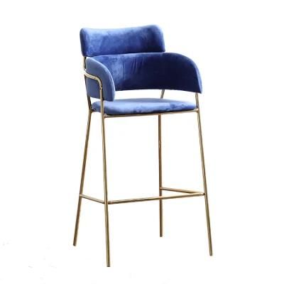 Free Sample Barstools Velvet Upholstered Metal Gold Bar Stools