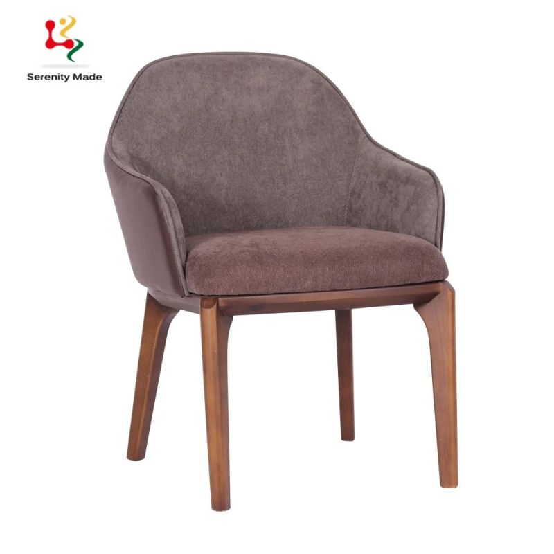 Restaurant Furniture Upholstered Armhair for Cafe Hotel Coffee Shop Modern Leather Dining Chair