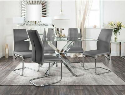 Factory Wholesale Dining Room Furniture Modern Minimalist Glass Complete Set of Dining Table