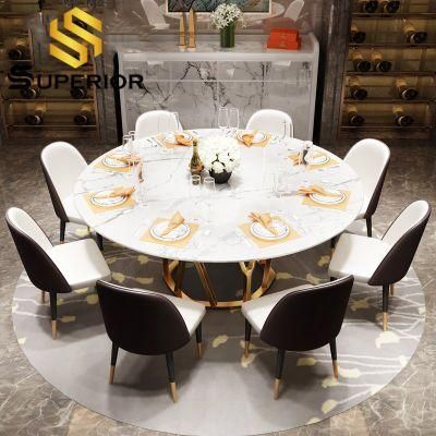 France Style Marble Top Gold Stainless Steel Frame Dining Table