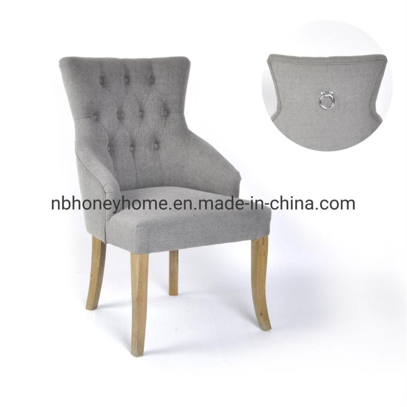 Linen High Back Button Design Wring on Back Dining Chair