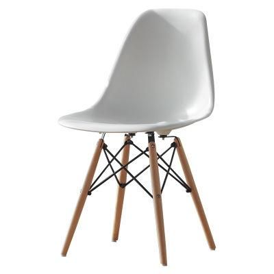White Plastic Backrest Beech Wood Dining Chair