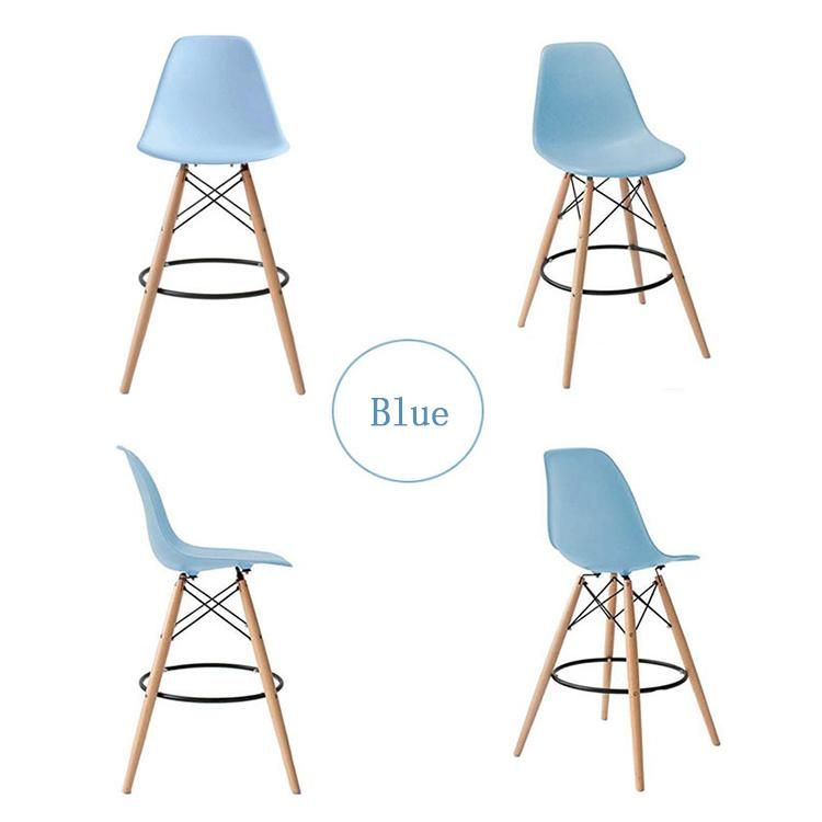 Unique Design Modern Furniture Hotel High Stool Red PP Bar Chair Solid Wood Metal Frame Wholesale Commercial Bar Chair