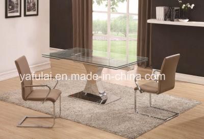 Shiny Polished Stainless Steel Dining Table Rectangle Extension Home Furniture