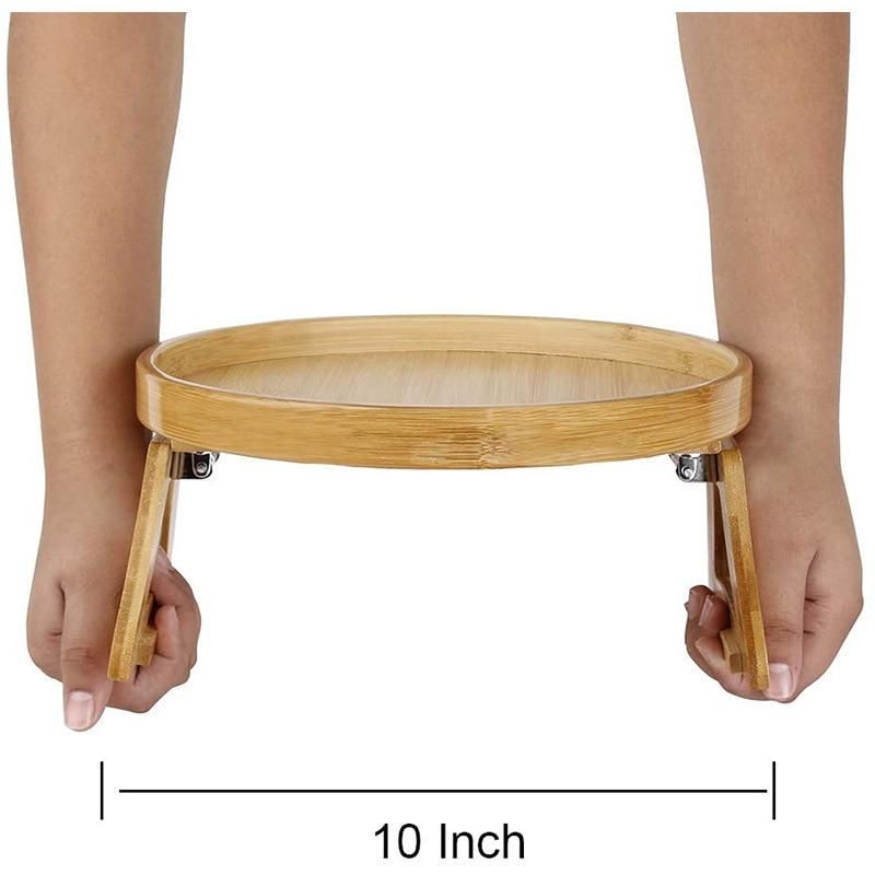 Foldable Bamboo Sofa Couch Tray with Clip