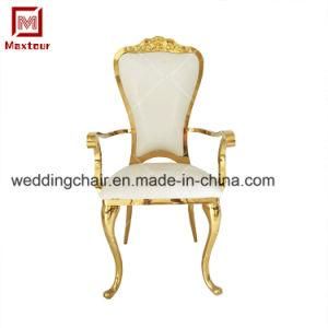 Modern Luxury Banquet Stainless Steel Hotel Wedding Dining Chair with Arms