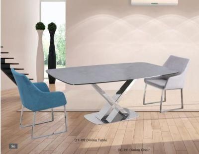 Simple Modern Resterant Furniture Fabric Chair Dining Table Set