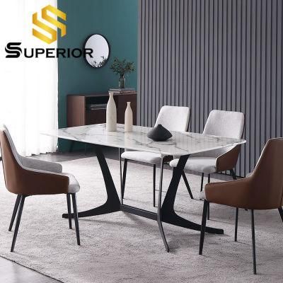 Factory Price Minimalist Hotel Restaurant Rectangle Carrara Marble Dining Table