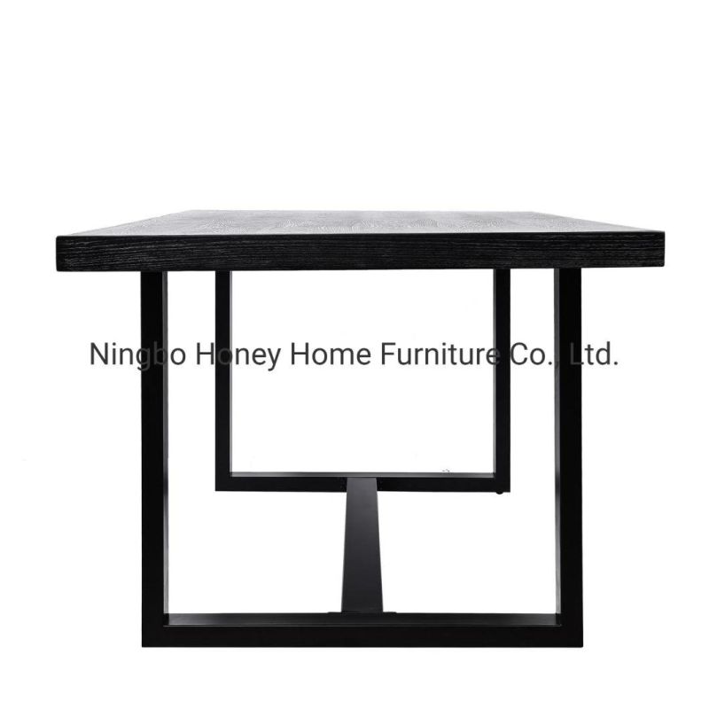 Nordic Design Oak Top Metal Leg Dining Room Furniture Dining Table