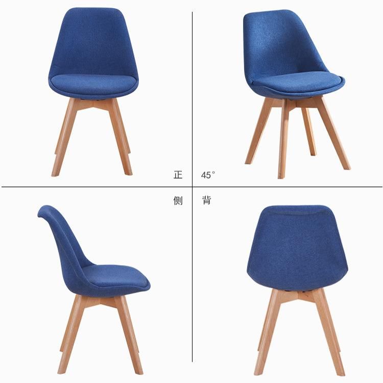 2021 Hot Sale French Style Modern Leisure Chair Fabric Chair with Wooden Leg