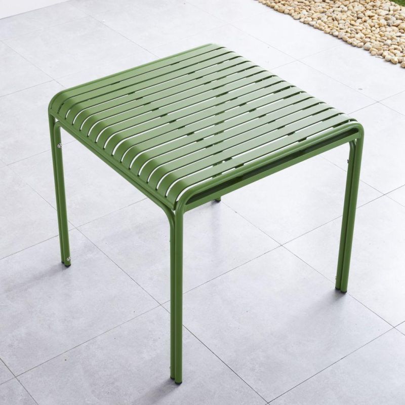 Wholesale 80X80xh76cm Green Metal Square Dining Table Coffee Table