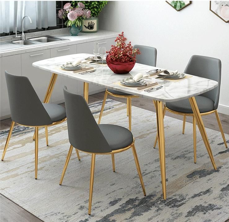 China Factory Wholesale OEM Acceptable Dining Room Set Furniture Modern Design Home Dining Table Set Marble Top Dining Table