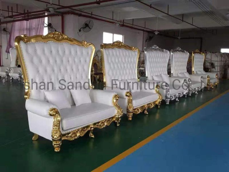 5 Years Guarantee Time Golden Frame Solid Wood Wedding Throne Sofa