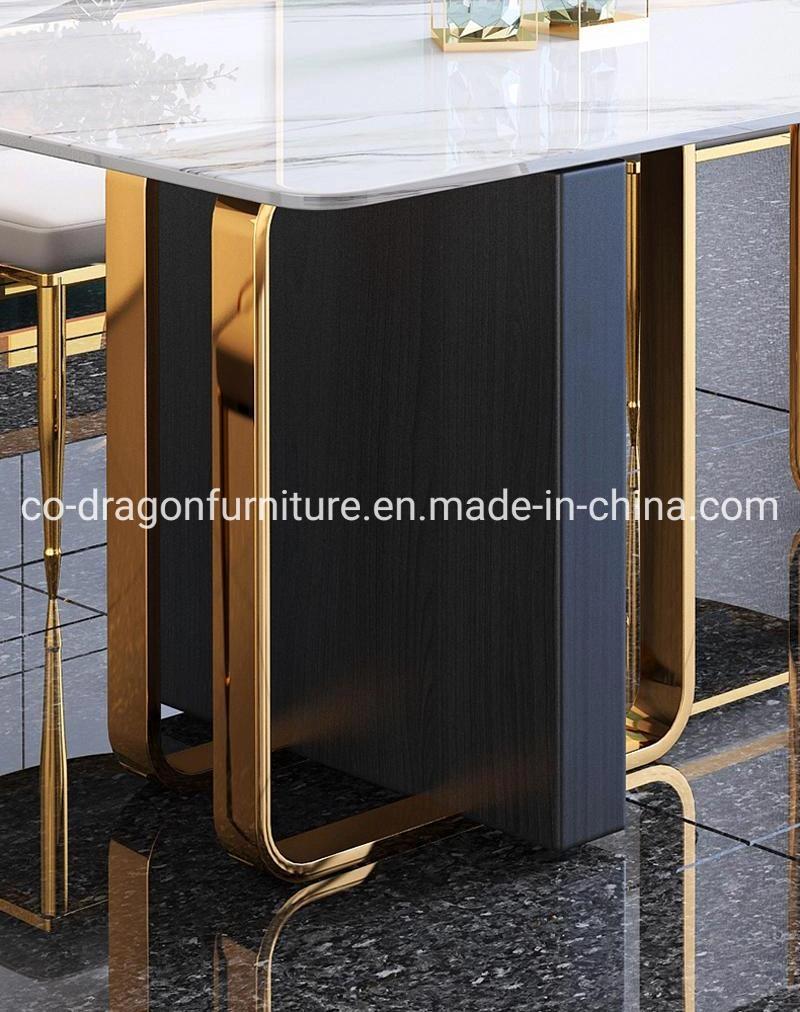 Luxury Dining Furniture Stainless Steel Dining Table with Marble Top