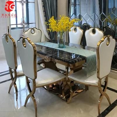 Foshan Factory Epoxy Dining Table Wood Table Dining Travertine Dining Table with 6 Chairs
