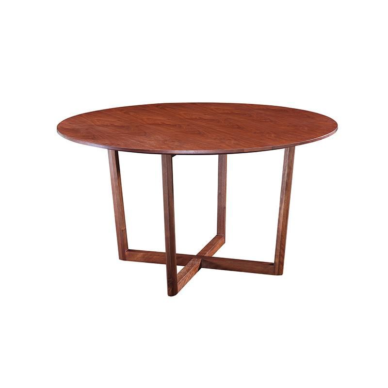 Nordic Round Dining Table Hotel Apartment Restaurant Villa Dining Furniture 6 People Brown Solid Walnut Wood Dining Chair Table