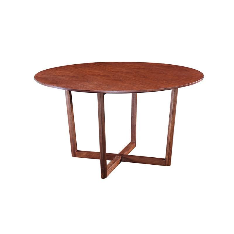 Nordic Round Dining Table Hotel Apartment Restaurant Villa Dining Furniture 6 People Brown Solid Walnut Wood Dining Chair Table