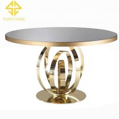 Wholesale Stainless Steel Mirror Glass Top Marble Top Oval Table for Wedding Party Banquet Hotel Dining