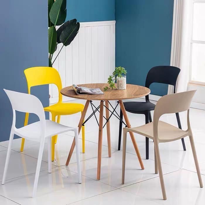 Restaurant Cafeteria Furniture Stackable PP Plastic Minimalist Dining Chair