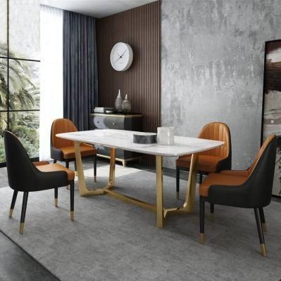 Factory Direct New Style Luxury Golden Furniture Table Sets Marble Dining Table